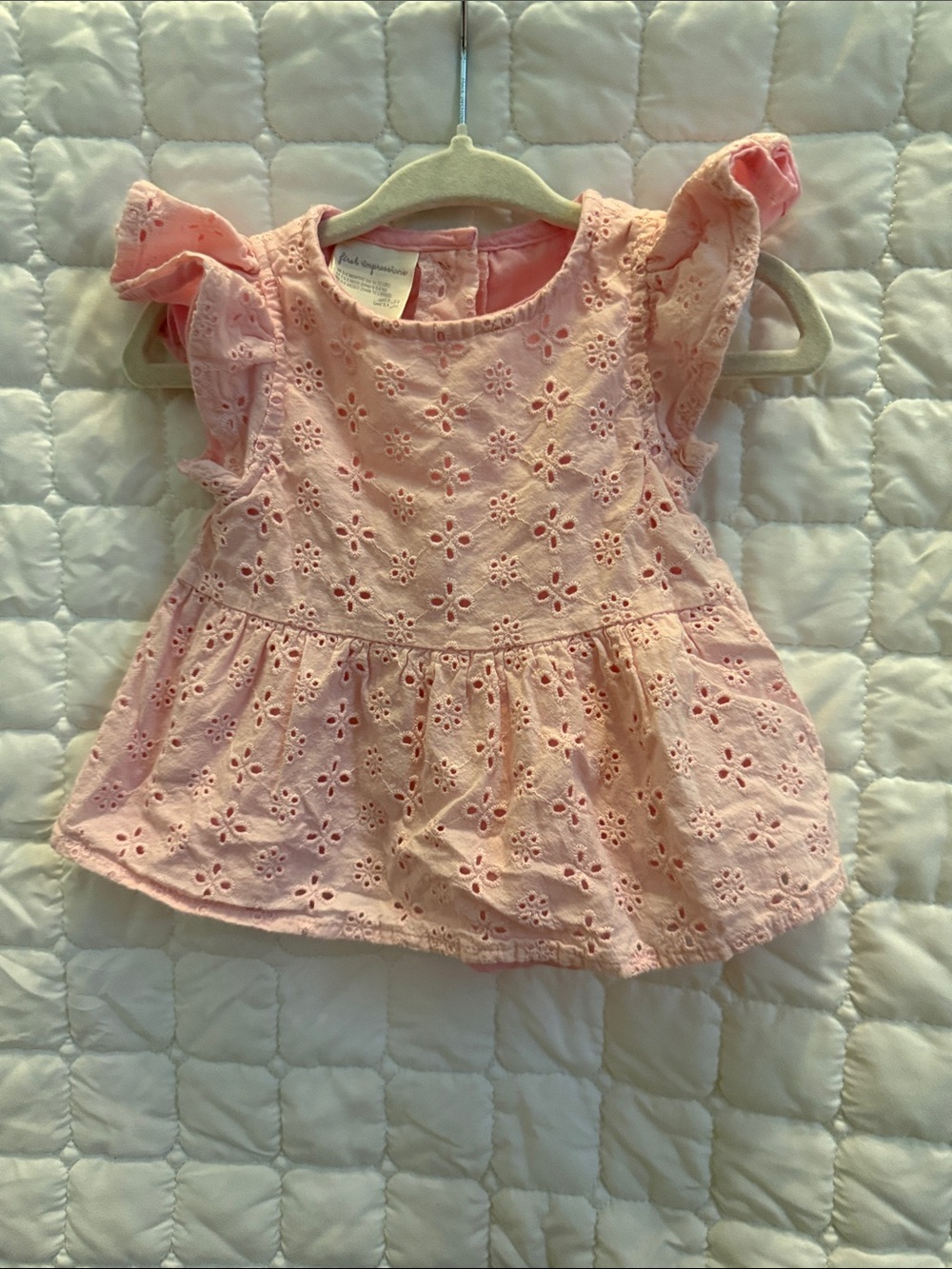 First Impressions Pink Eyelet Flutter Sleeve Top and Matching Pants